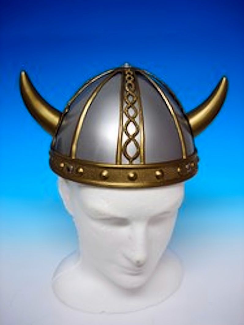Viking helmet with horns Silver & Bronze Plastic Fancy Dress Costume Accessory | eBay